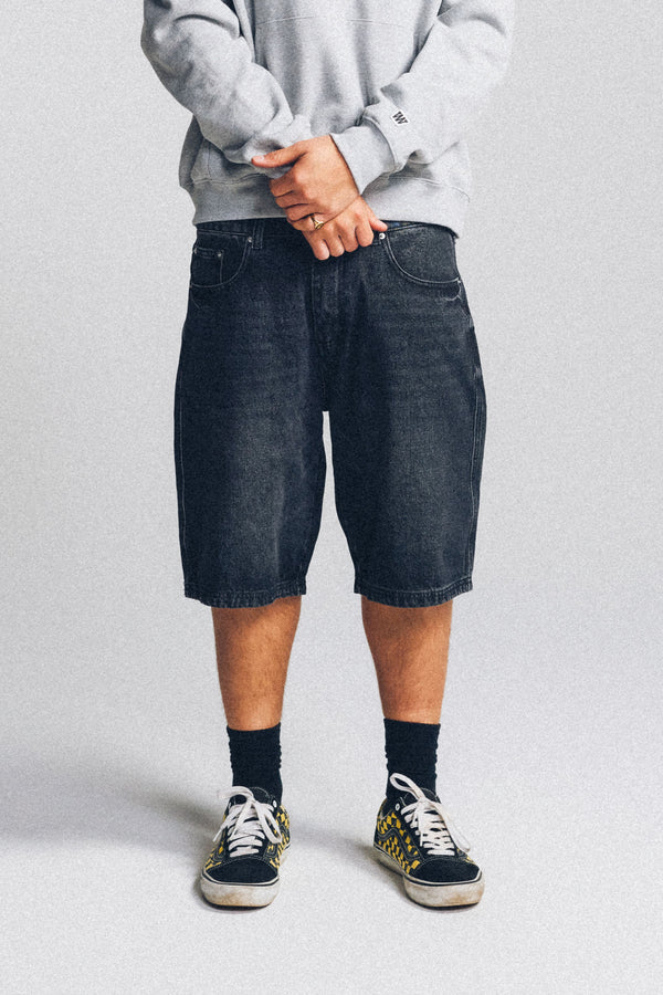 Baggy Denim Shorts - Cleansed Black