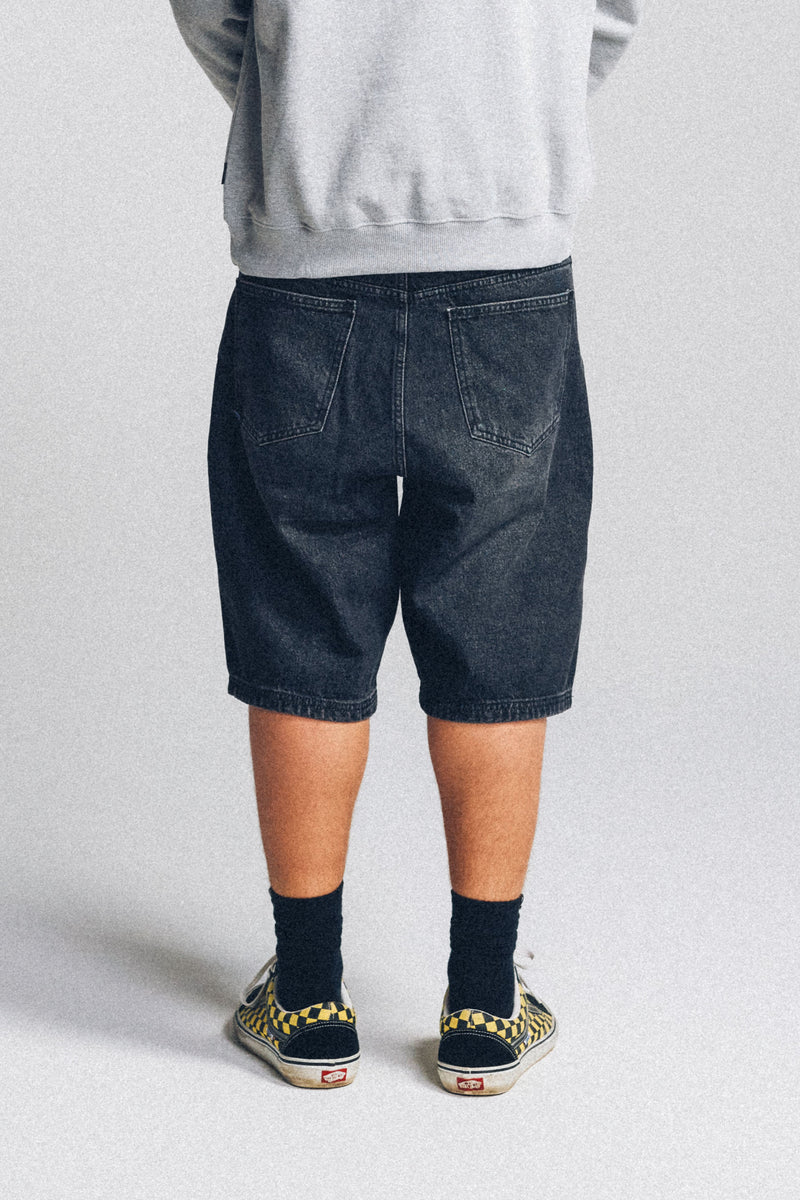 Baggy Denim Shorts - Cleansed Black